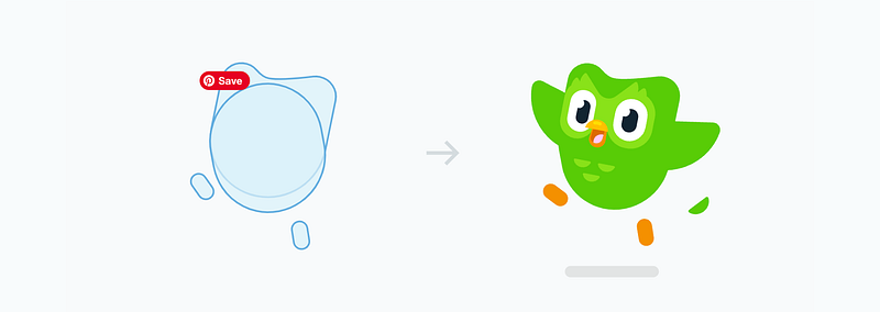 6. Not a simple shape, but a cute brand ambassador (image source: Duolingo)