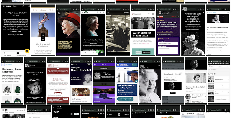 Various websites displayed during during the Queen’s death: how can they design better tributes?