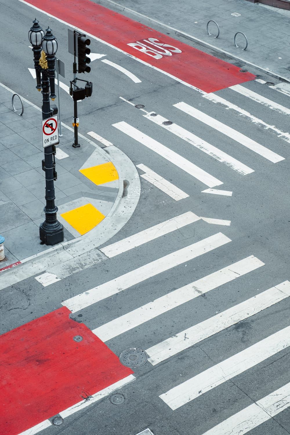 from a higher angle- crosswalk with some bus lines in view
