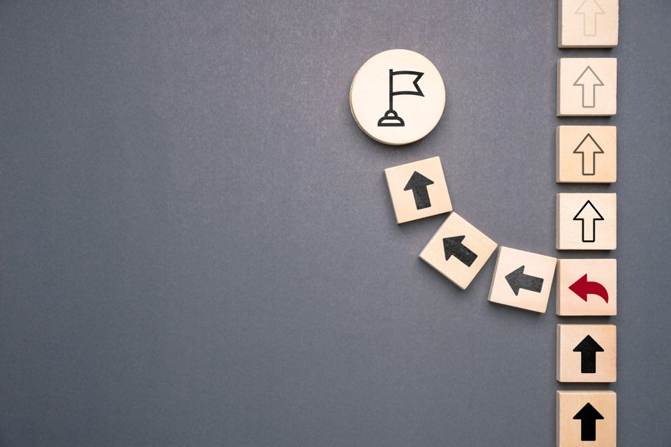 Path in arrows diverted to new path reaching success