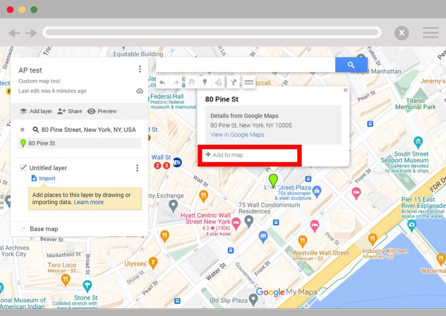 Manually plotting pins in Google Maps
