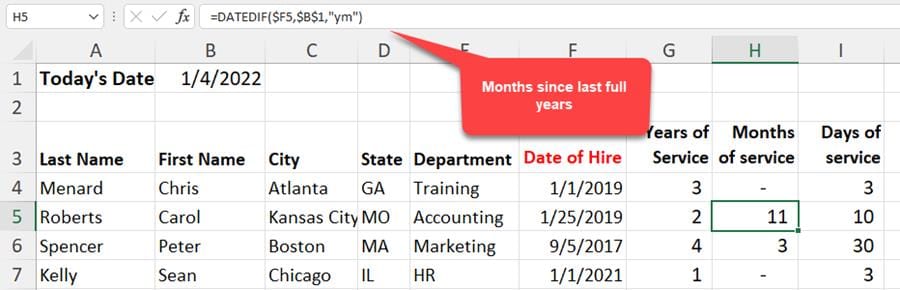 DATEDIF Units - Microsoft Excel