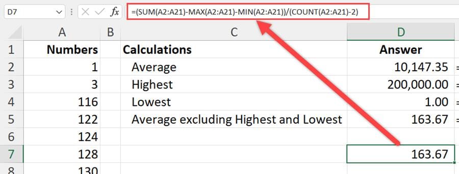 Average using Sum with Max, Min, and Count