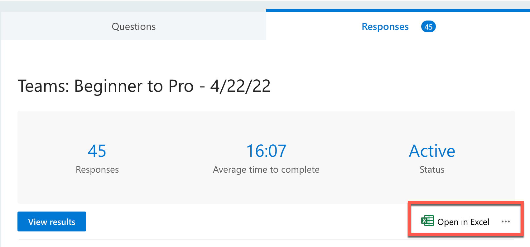 Microsoft Forms - Analyze data in Excel