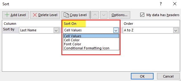 Excel sort by color