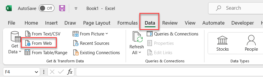 Excel - Data from Web
