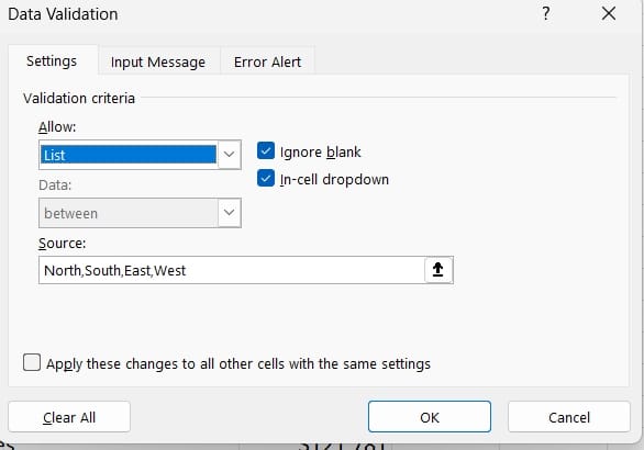 Excel - Create a Data Validation List