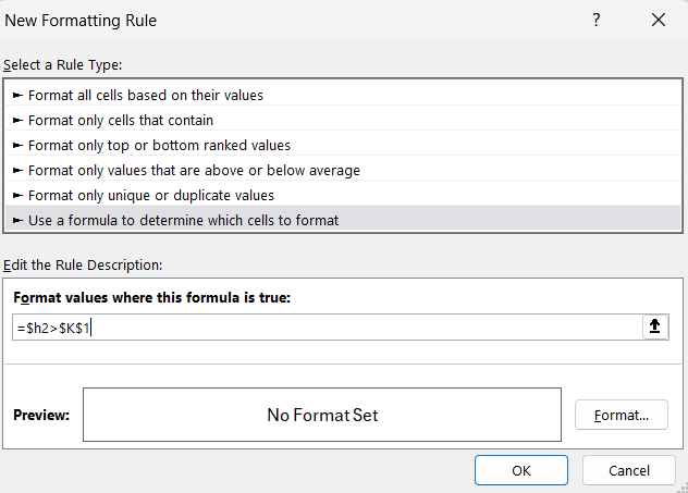 Conditional Formatting with Mixed and Absolute Reference