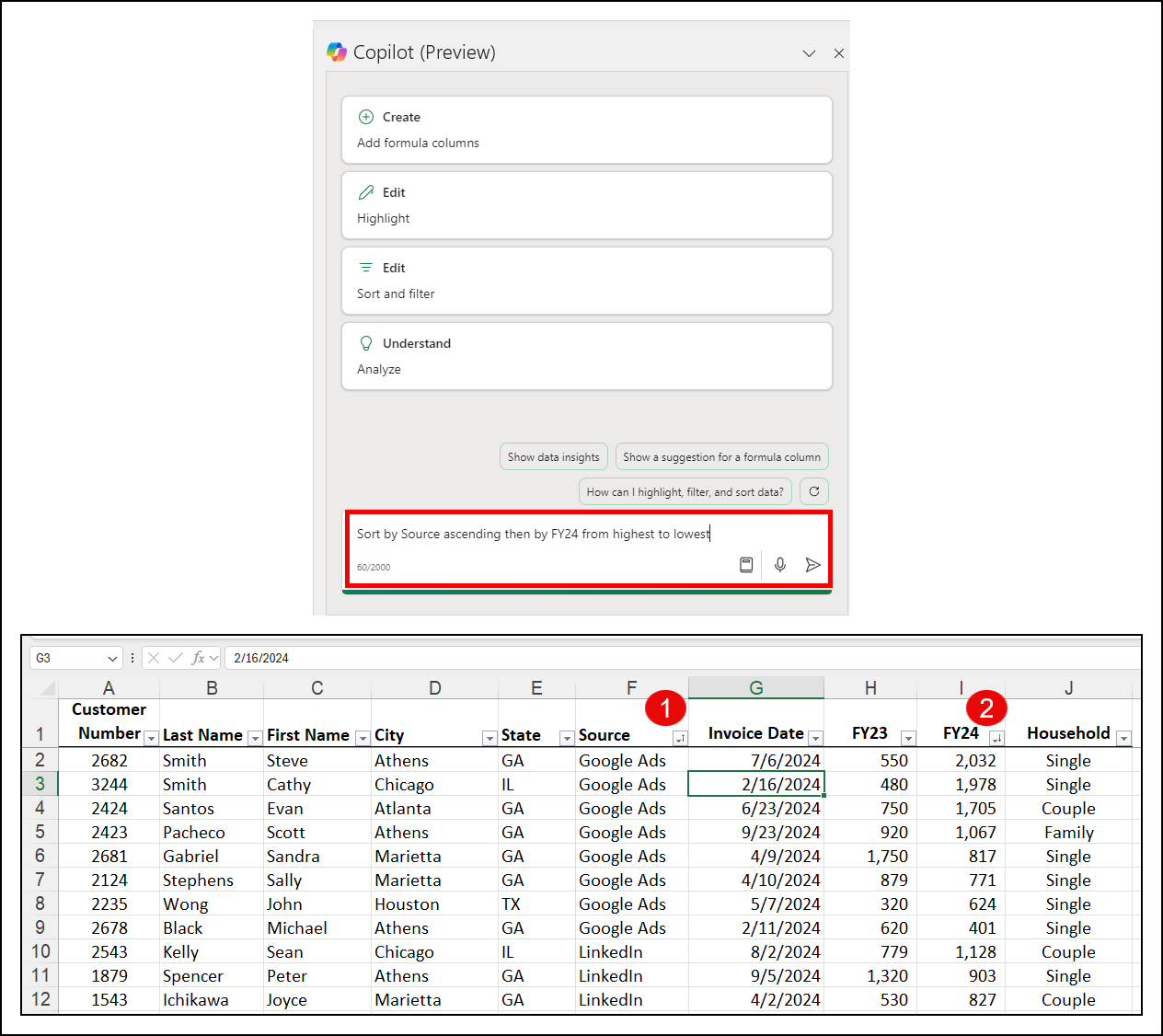 Copilot Sorting by Text and Numbers