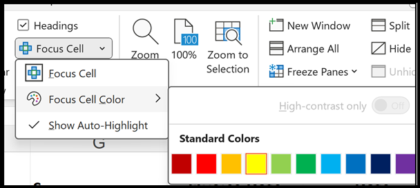 Focus Cell Color Focus Cell Color