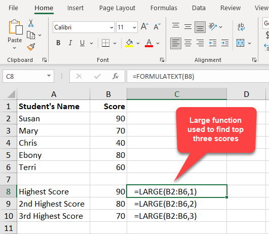 Large function used to find top 3 highest scores