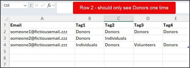 Excel Remove Duplicates Running Left to Right