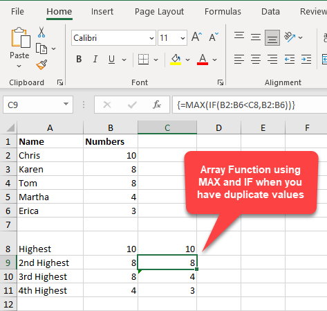 MAX and IF Function - array function