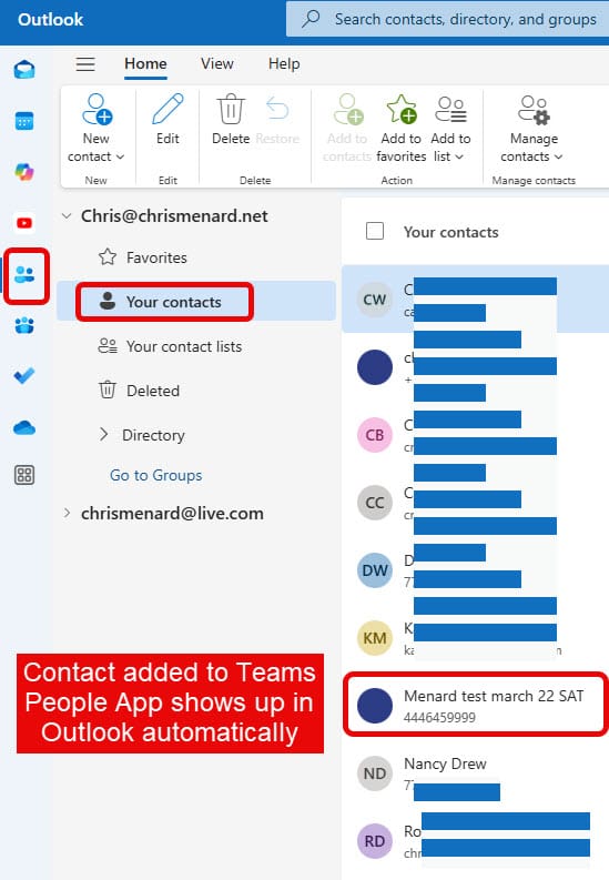 Outlook People/Contacts