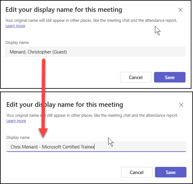 Edit your display name for this meeting