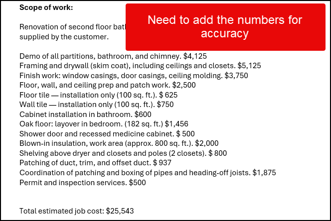 Copilot in Word - add numbers quickly
