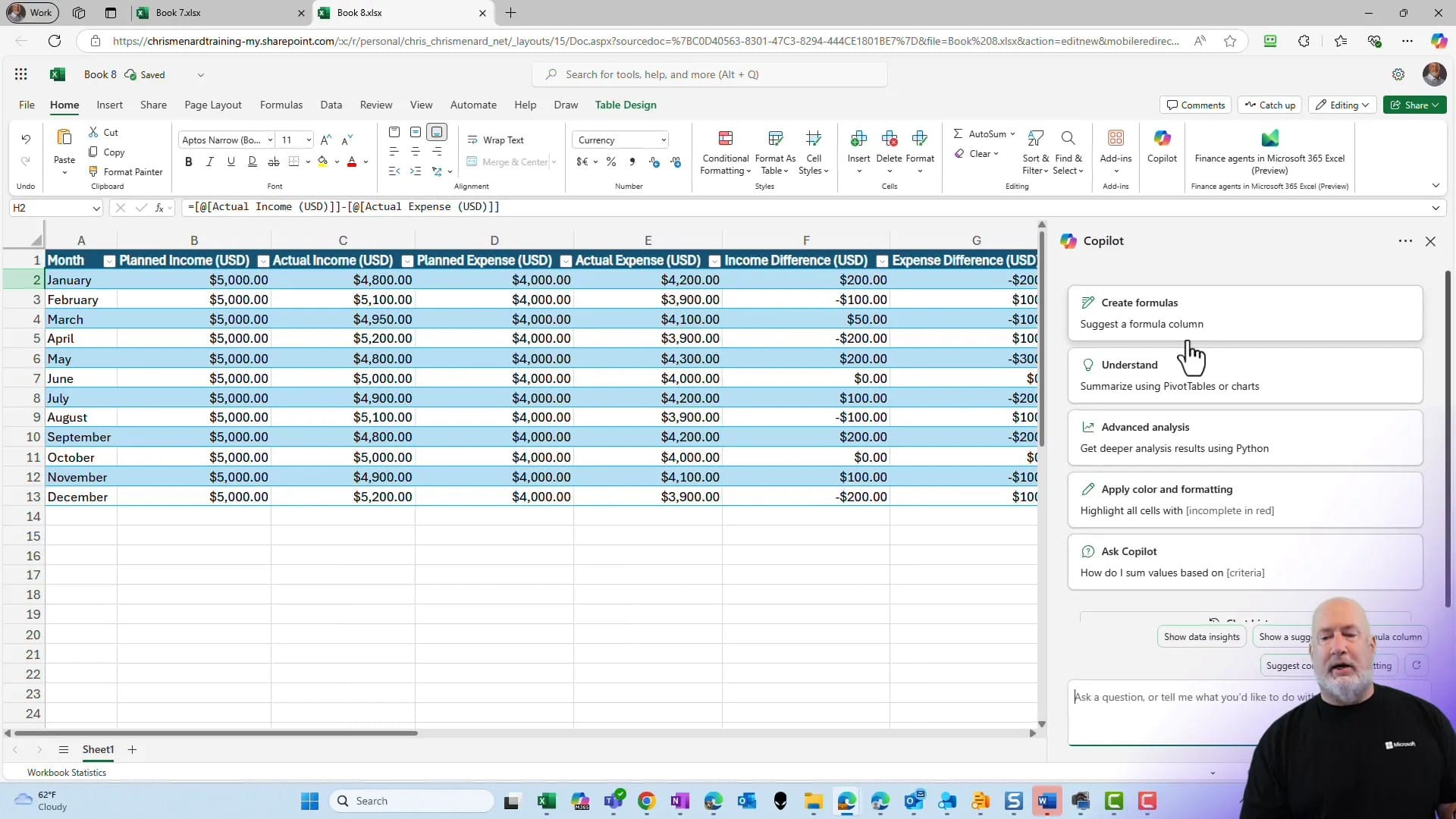 Copilot in Excel - Income and Expense Tracker