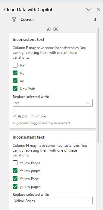 Copilot in Excel - Clean Data - Inconsistent Text