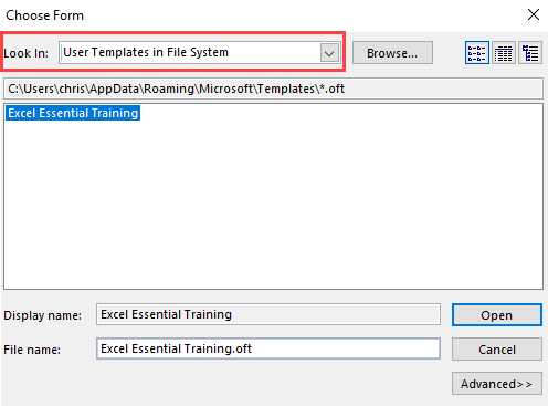 User Template in File System - Outlook 