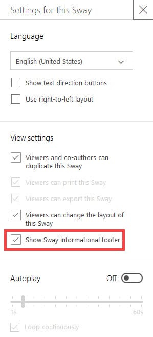 Remove Sway footer