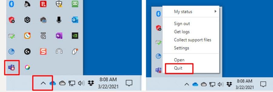 How to quit Microsoft Teams to make sure the new version runs How to quit Microsoft Teams to make sure the new version runs