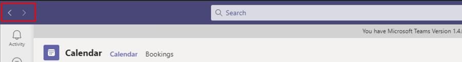 Back and forward arrows in the new Teams interface Back and forward arrows in the new Teams interface