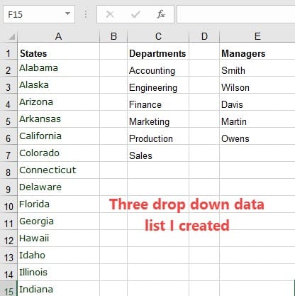 Dept drop list