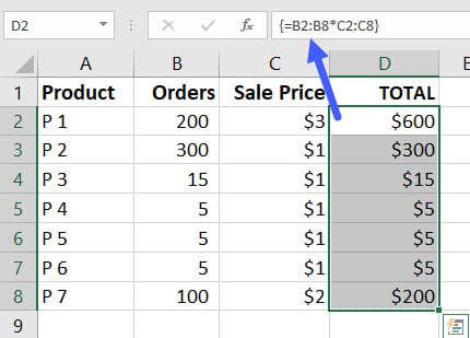 Array function example 1