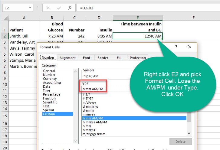 Excel format cells time