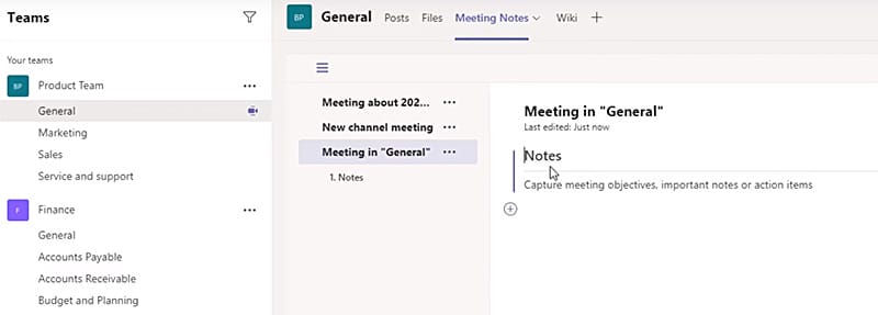 New meeting notes placement in Microsoft Teams Meetings