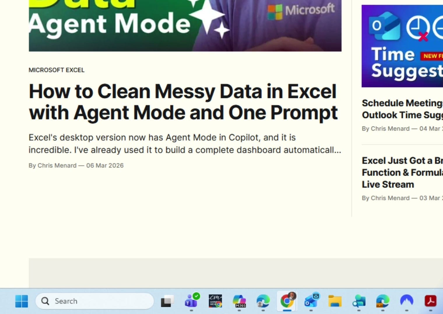 Windows taskbar showing the pinned website shortcut