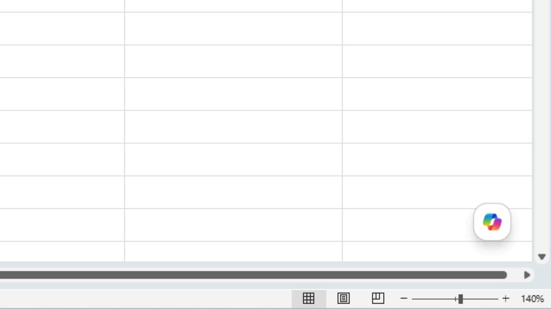 Microsoft Copilot icon in the bottom-right corner of an Excel worksheet