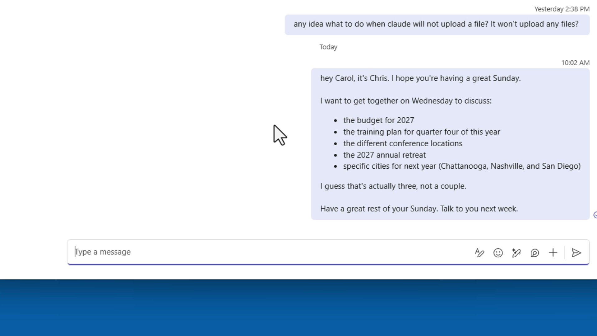 Clean Wispr Flow output in Microsoft Teams chat with bullet points and no filler words