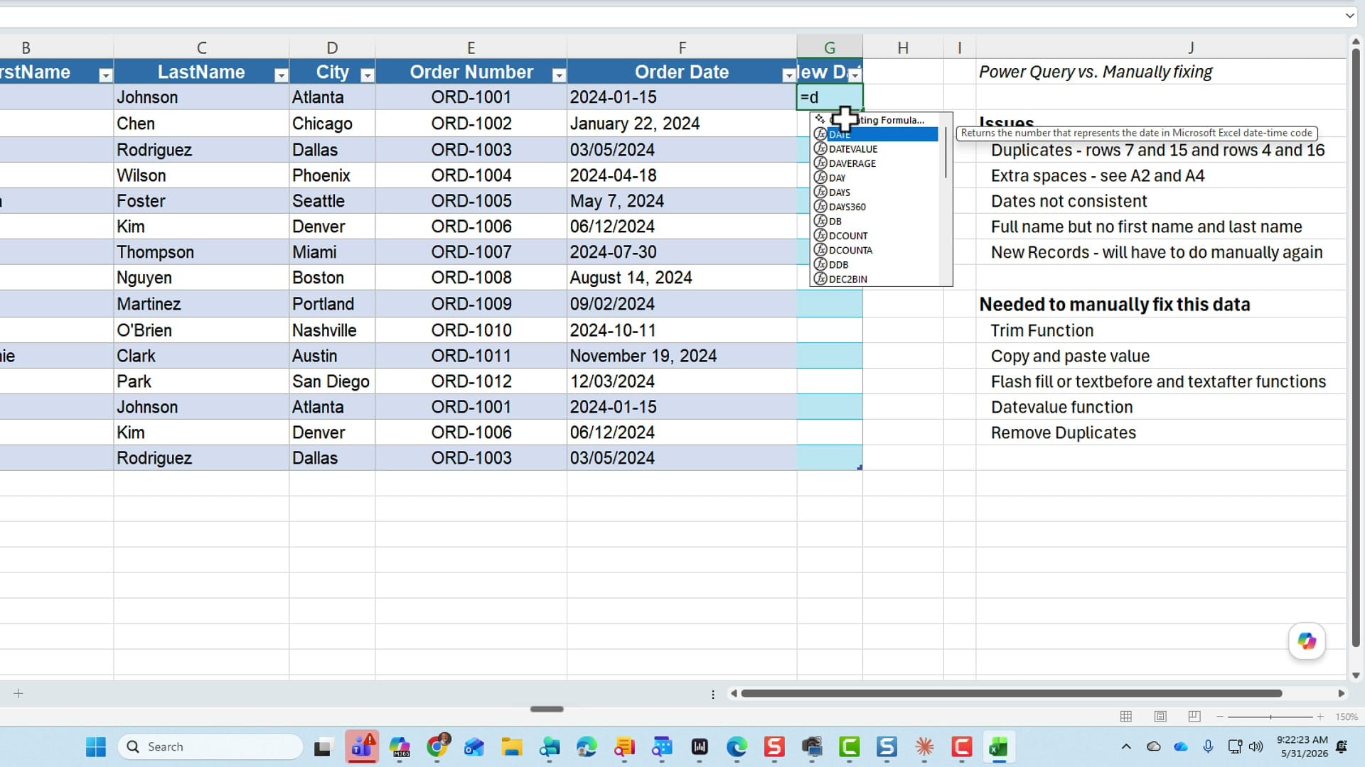 DATEVALUE function converting text to real dates in Excel