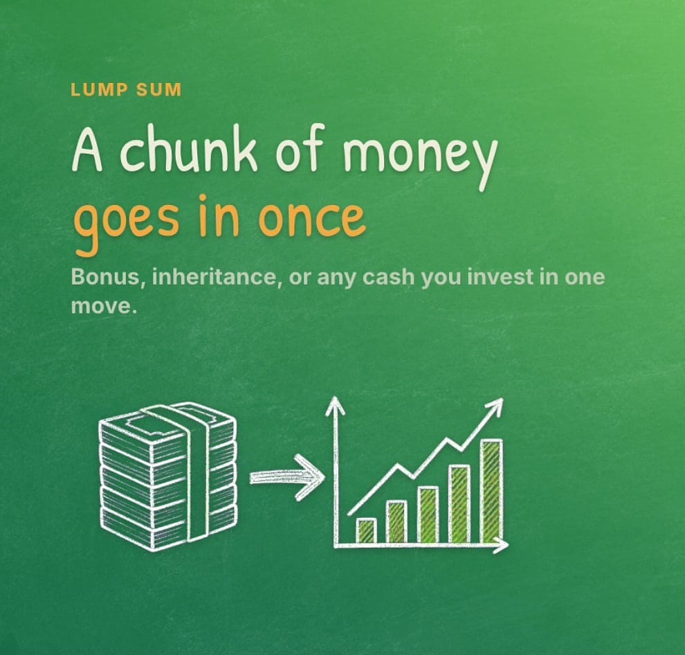 Lump sum investing: a chunk of money goes into the market in one move