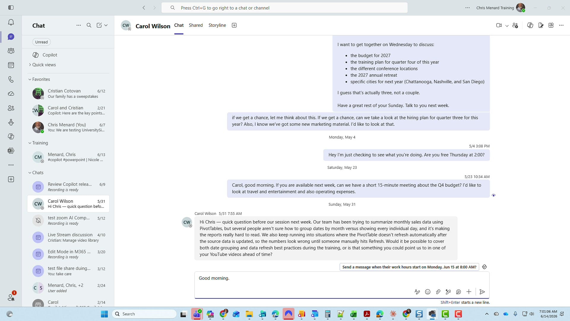 Microsoft Teams reopened after the update with the Update button gone