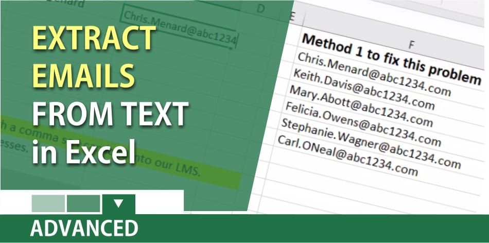 Extract email addresses from a text string in Excel