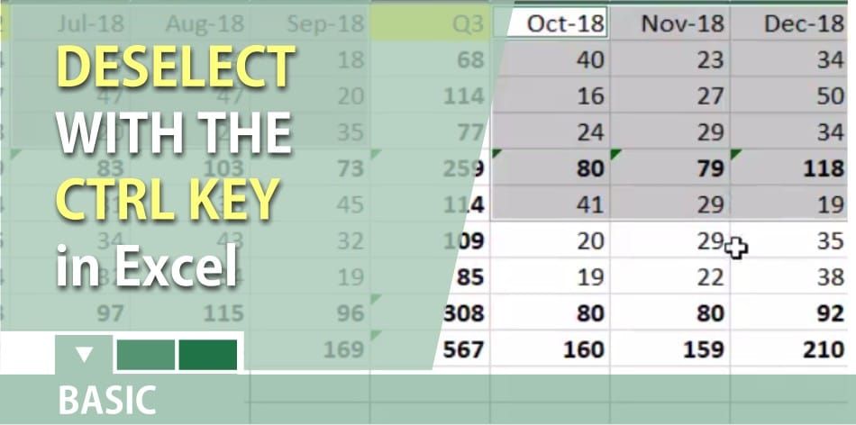 Deselect with the CTRL key in Excel