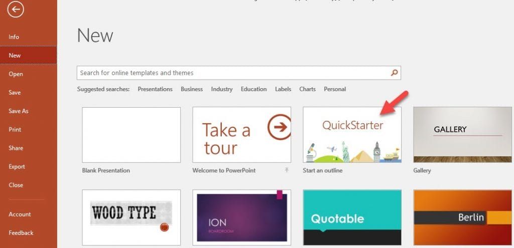 Use Quickstarter to set up a great presentation in PowerPoint quickly