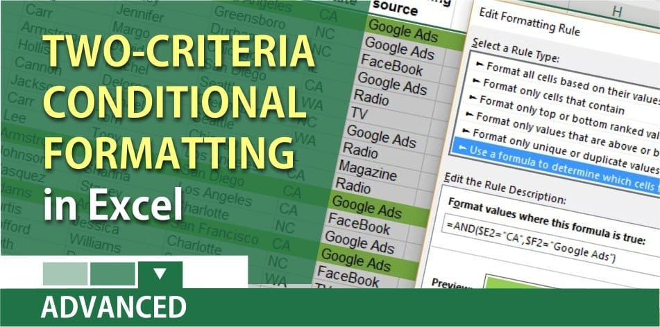 Conditional Formatting with two criteria using AND function in Excel