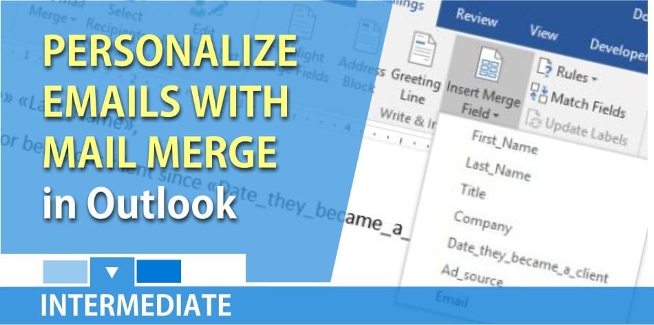 Outlook mail merge - personalize email messages