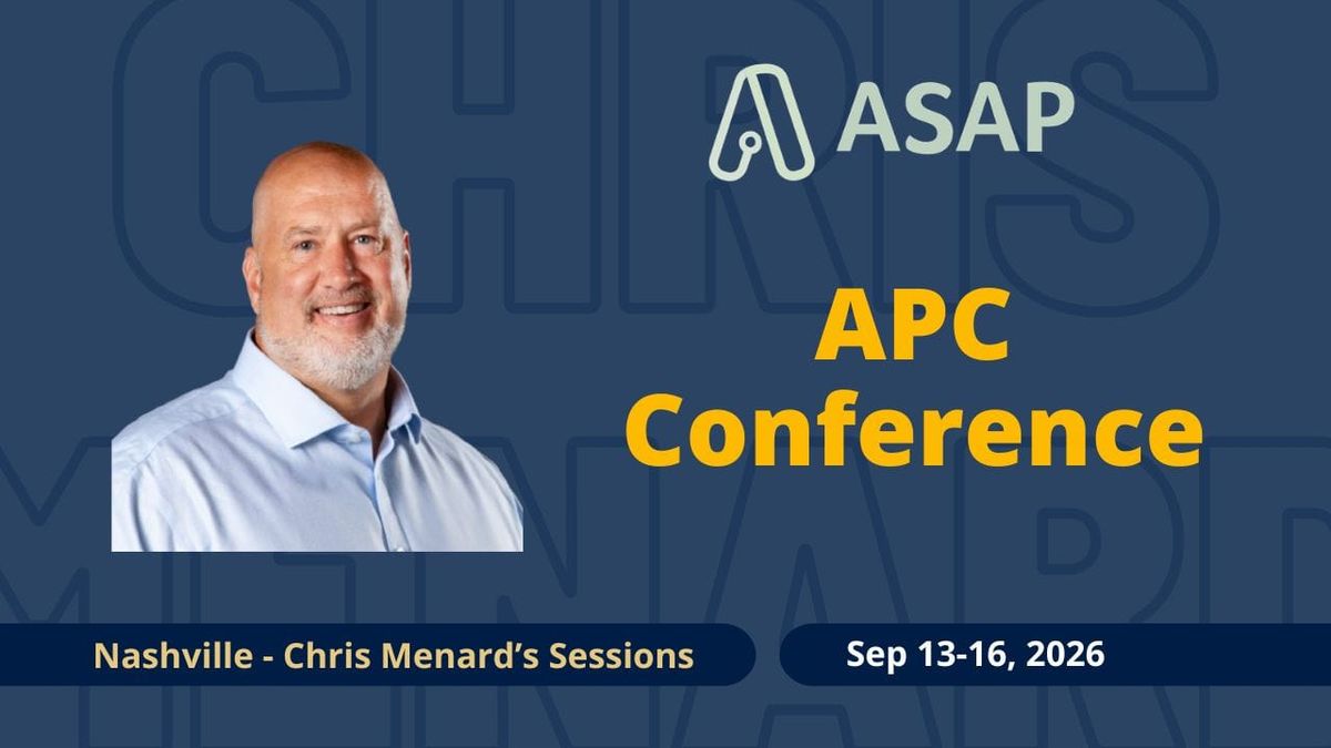 APC Conference - Sep 2026 - Chris Menard's Full Schedule