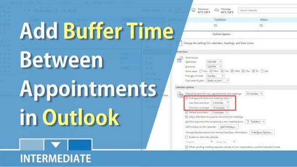Outlook: Add buffer time between appointments / meeting