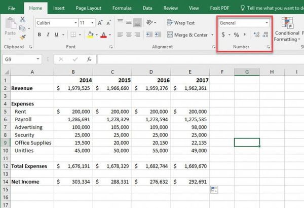 Excel: Make accounting, currency, and number style zero decimal places by default
