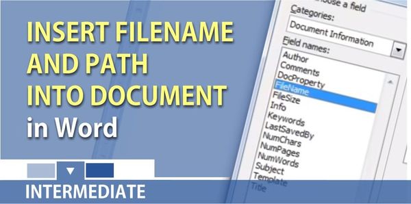 Add the filename and path to a Word document