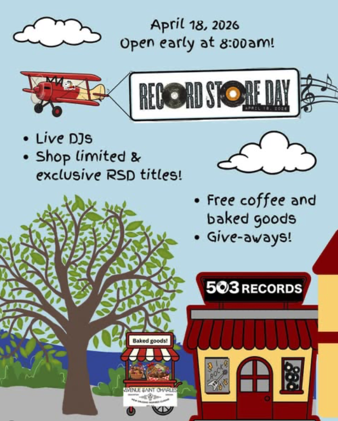 A Record Store Day poster for 503 Records announcing free coffee, baked goods, give-aways and live DJs
