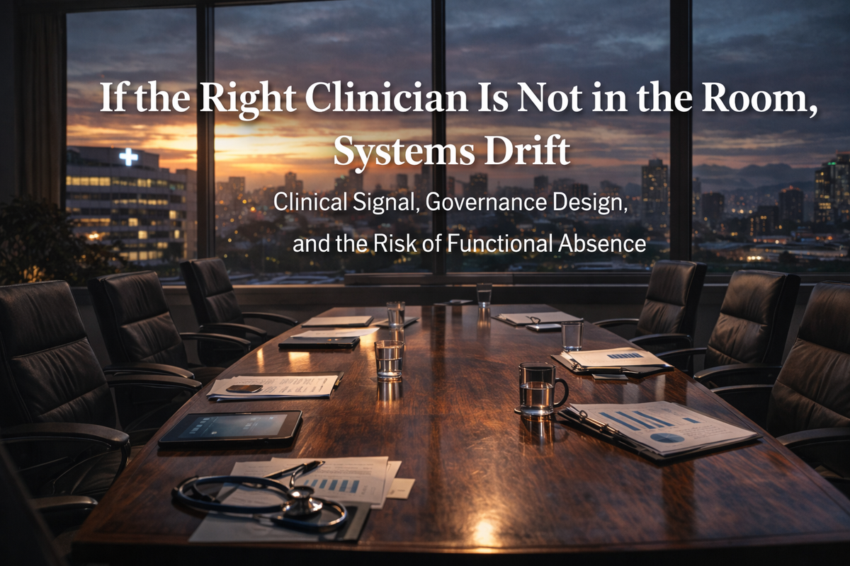 If the Right Clinician Is Not in the Room, Systems Drift: Clinical Signal, Governance Design, and the Risk of Functional Absence