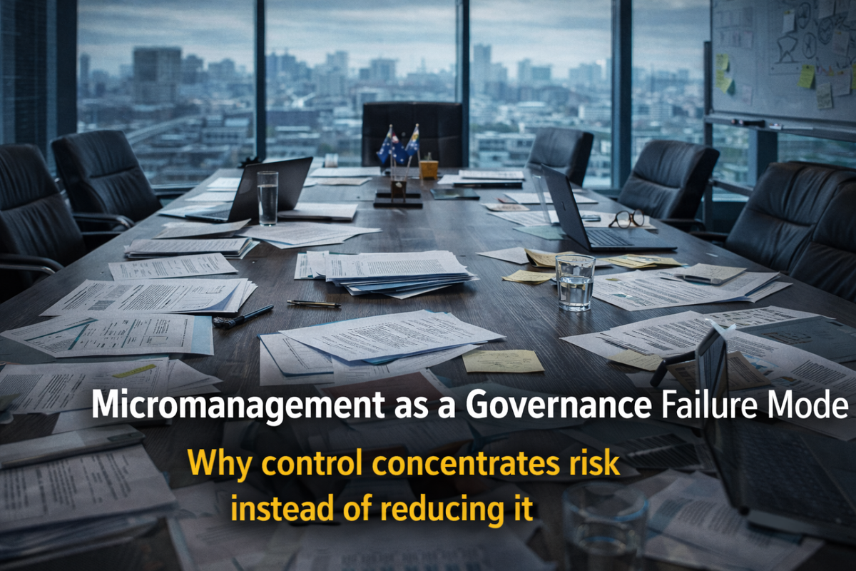 Micromanagement as a Governance Failure Mode :  Why control concentrates risk instead of reducing it