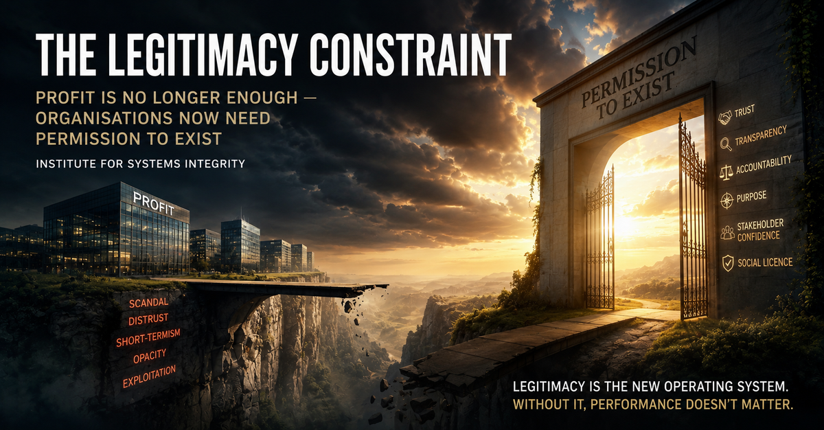 The Legitimacy Constraint Profit Is No Longer Enough — Organisations Now Need Permission to Exist