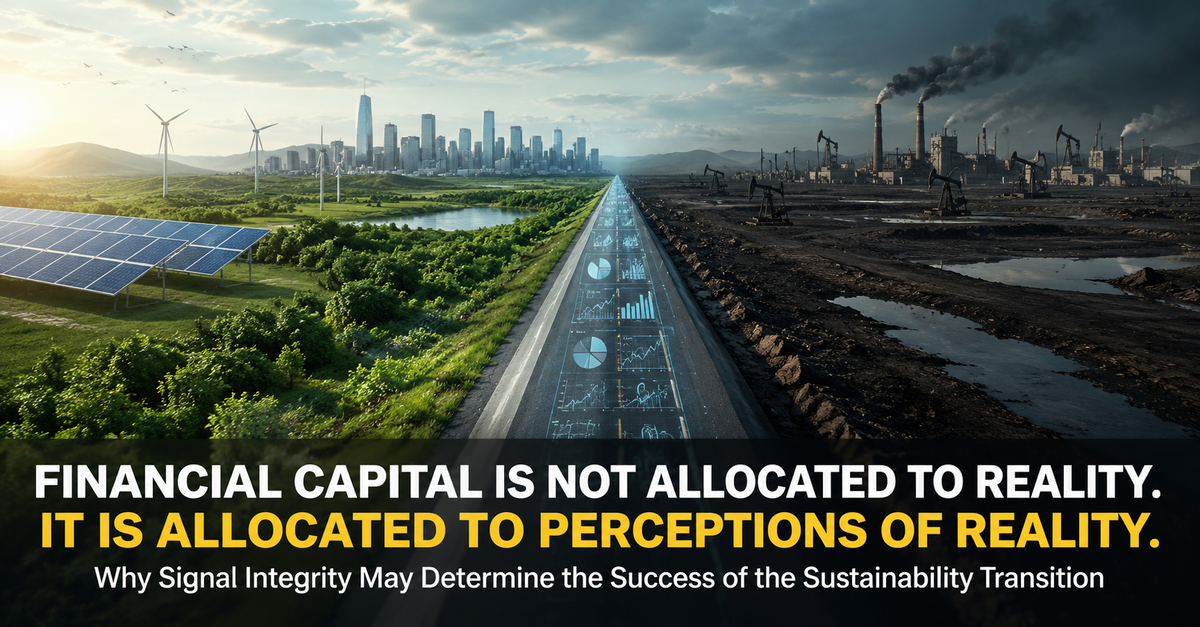 🚨 FINANCIAL CAPITAL IS NOT ALLOCATED TO REALITY : IT IS ALLOCATED TO PERCEPTIONS OF REALITY : Why Signal Integrity May Determine the Success of the Sustainability Transition